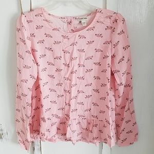 Pink fox print peplum style blouse